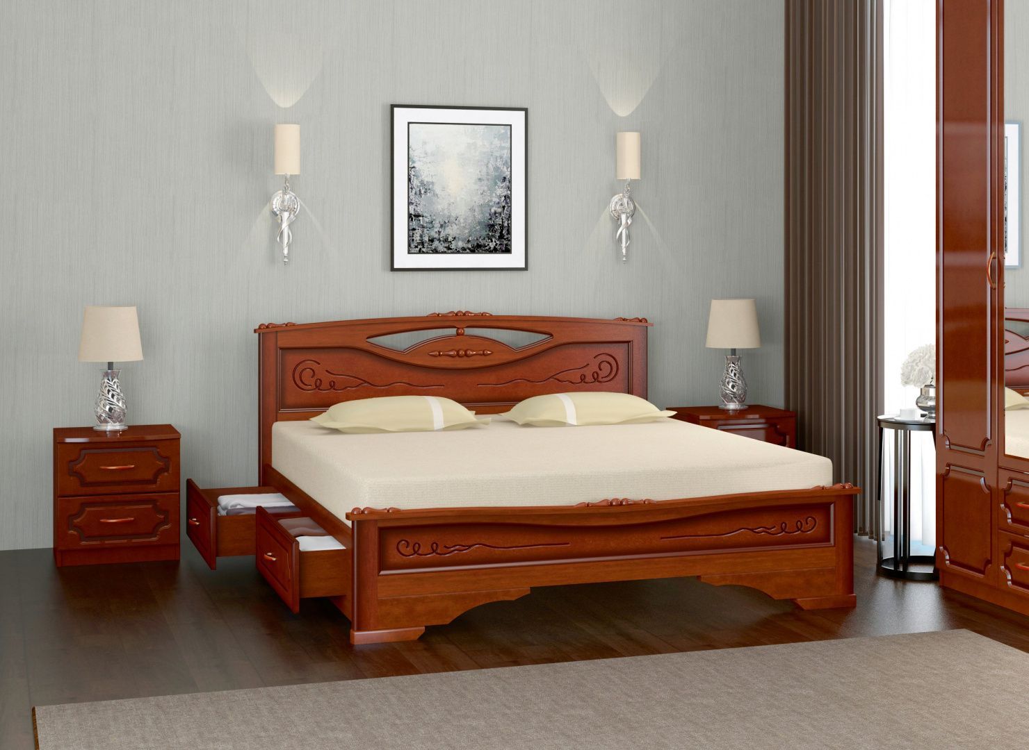 Кровать Елена-3 1600 с ящиками Браво Мебель