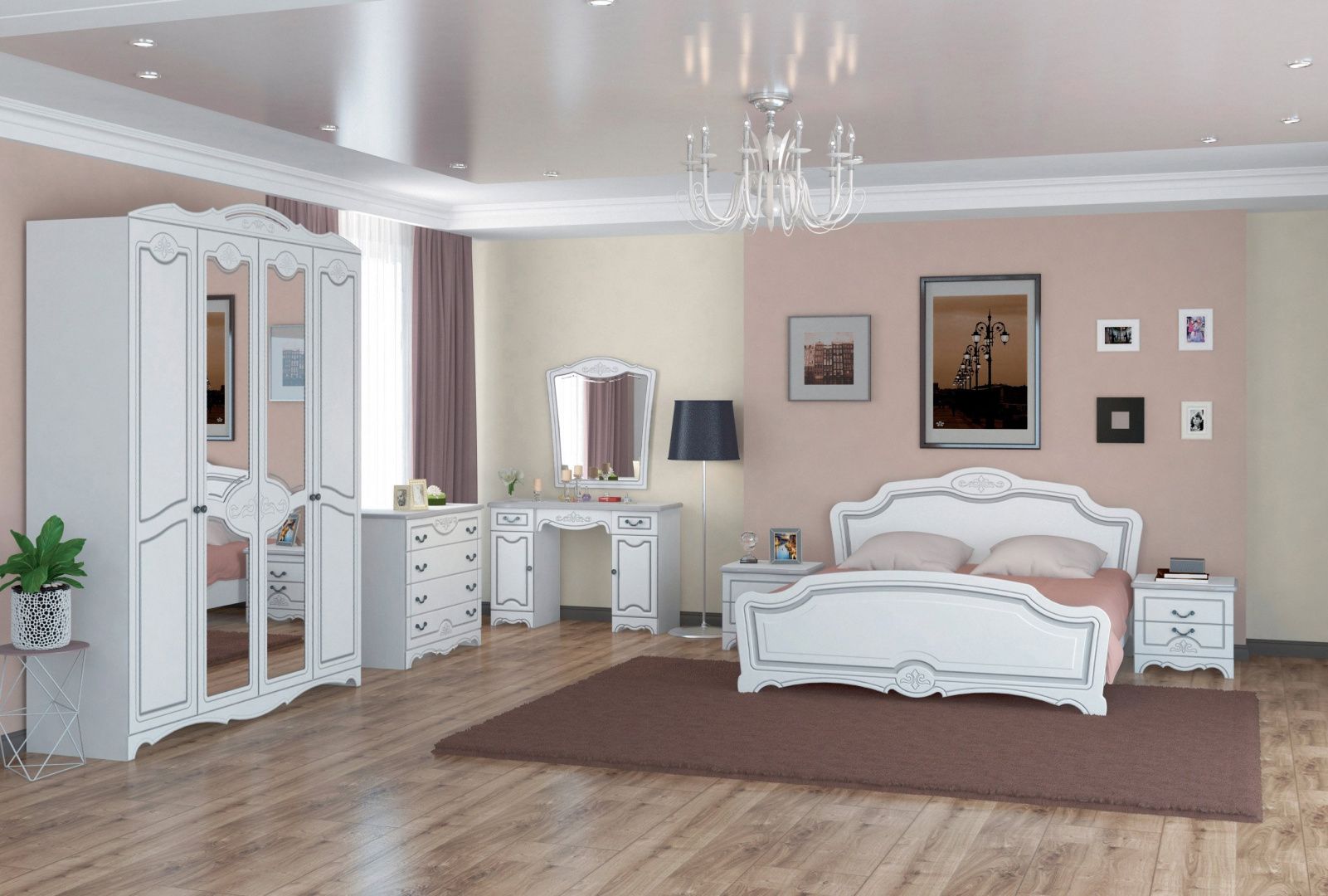 Спальня Лотос Белый жемчуг Браво мебель