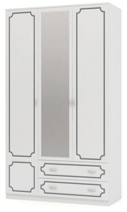 Шкаф ШР-3 с зеркалом Лакированный жемчуг Браво мебель 