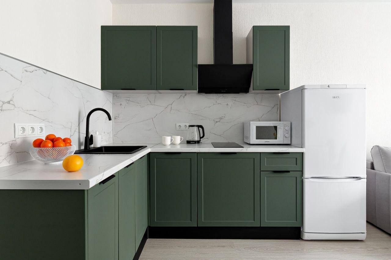 Кухня угловая Квадро МДФ оливково-зеленый 2,05*1,85 м ДСВ