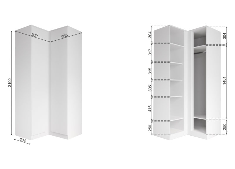 Шкаф МШУ 960.1 Мори 960*960*2100 ДСВ