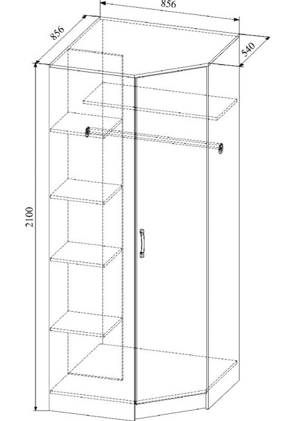 Шкаф Угловой СШУ 860.1 Софи 856х856х2100 ДСВ
