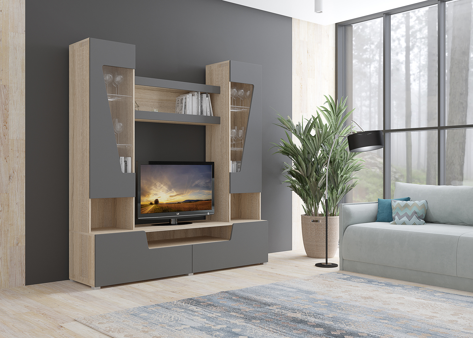 Гостиная Анталия-2 1800х466х1920 Горизонт