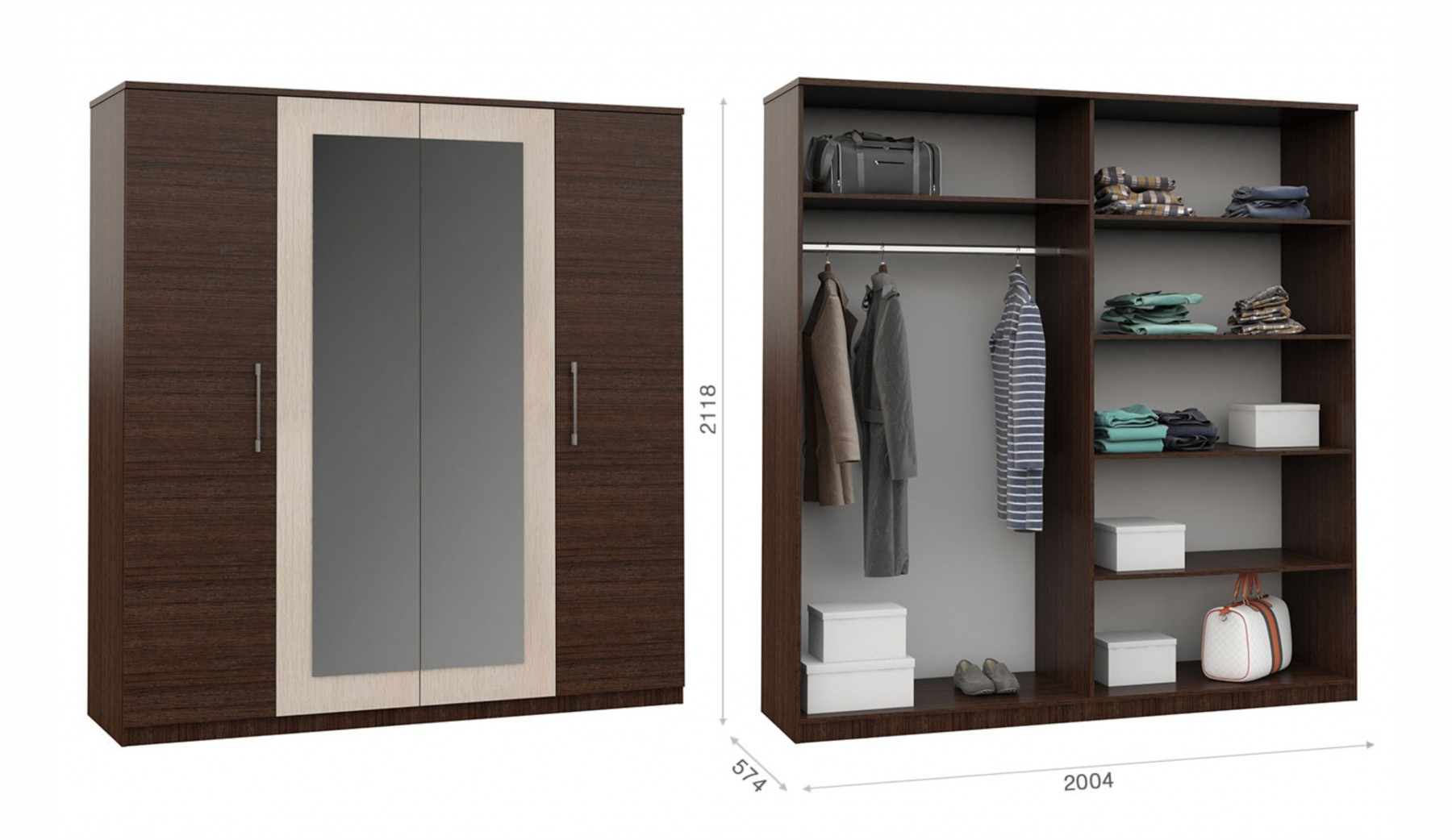 Шкаф 4дв Аврора 2004х574х2118 Империал