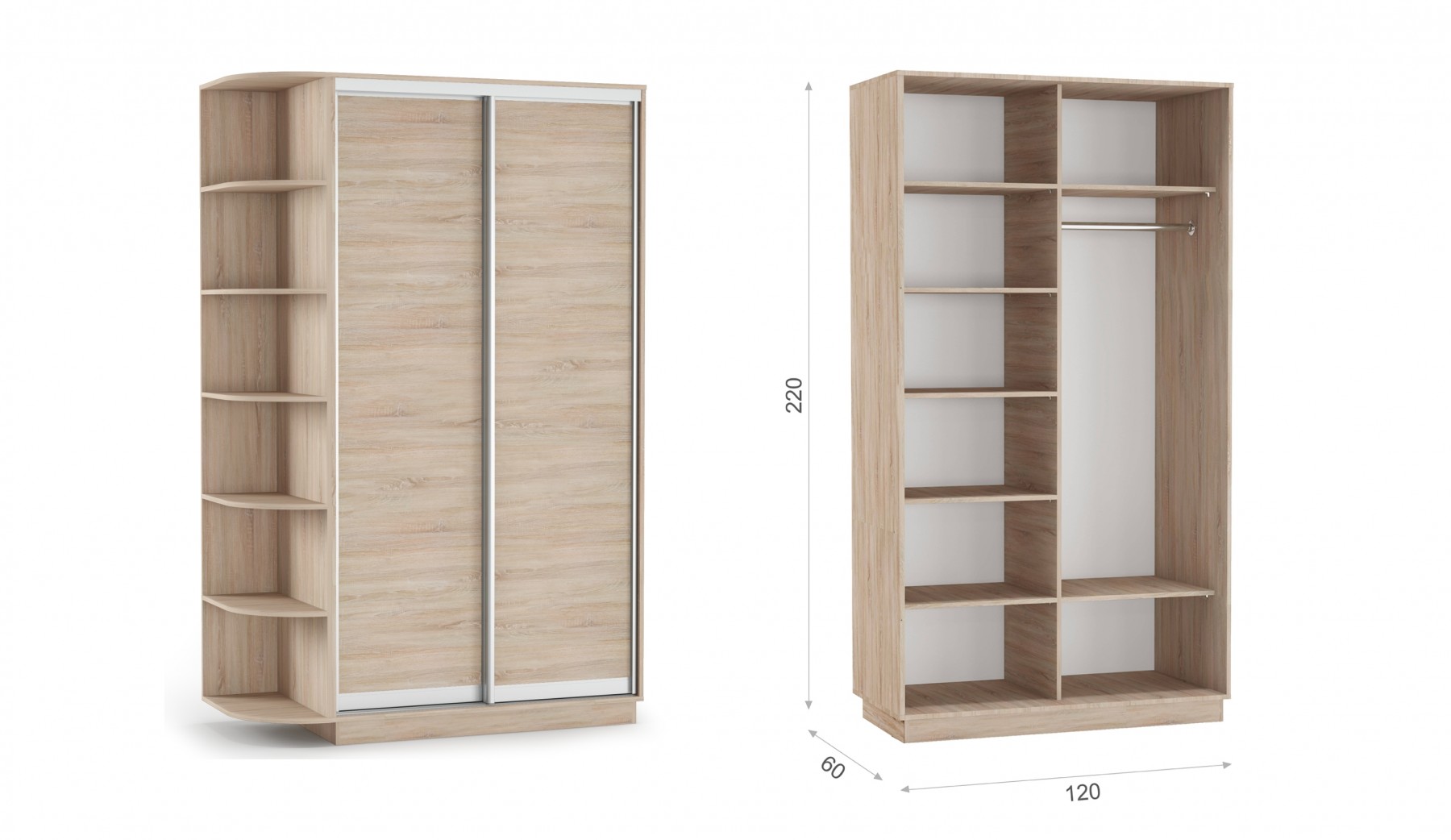 Шкаф-купе 120 ДД Тетрис 1200х600х2200 Империал