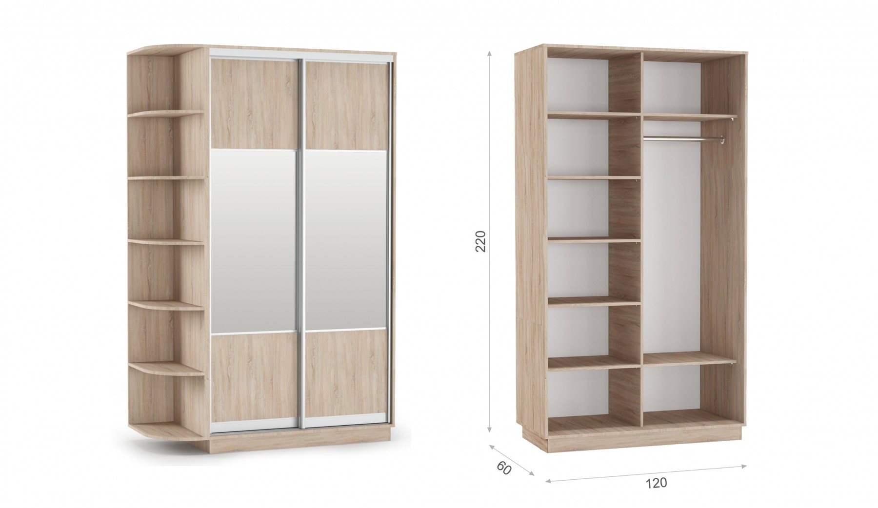 Шкаф-купе 120 КК Тетрис 1200х600х2200 Империал