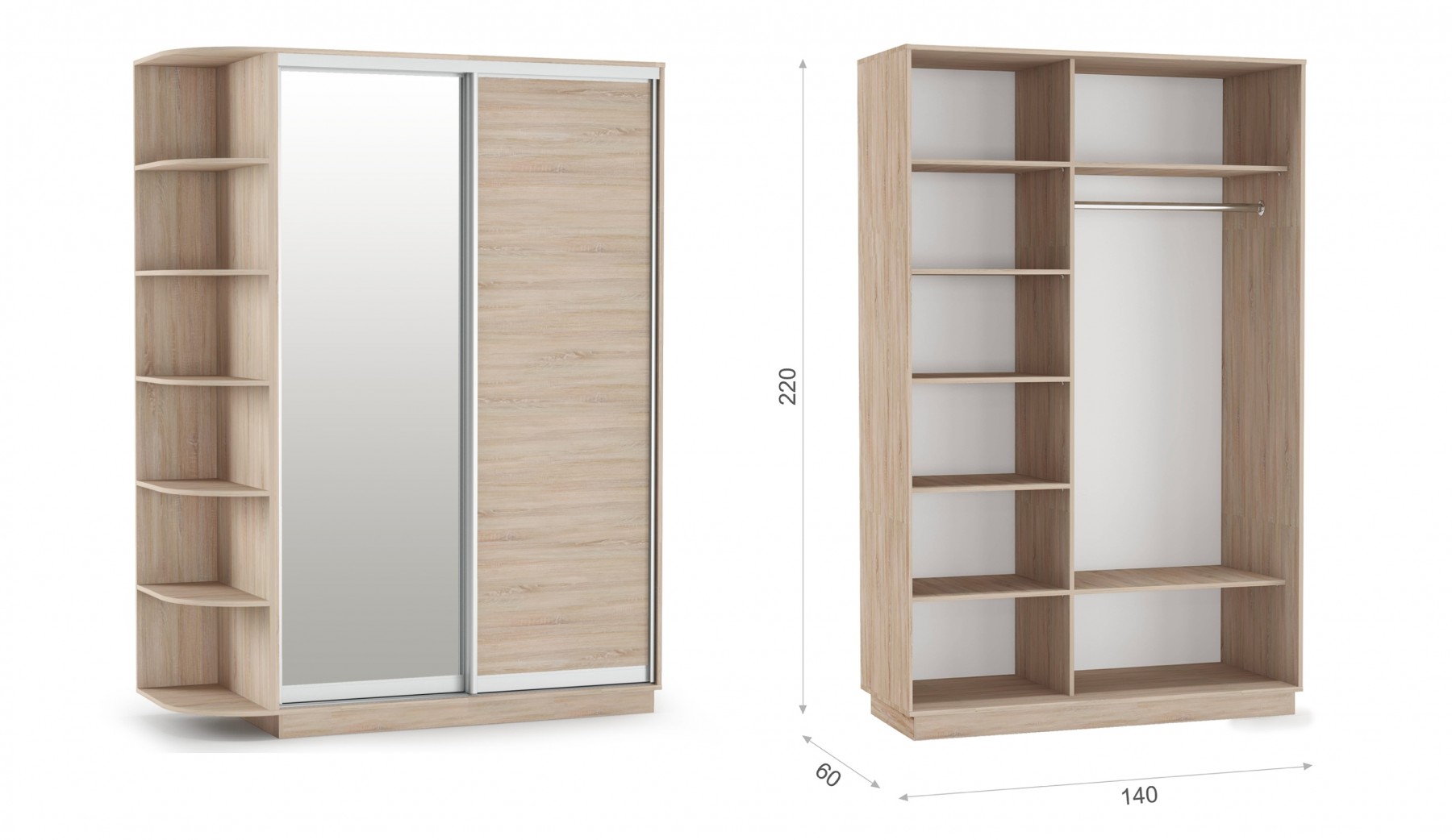 Шкаф-купе 140 ДЗ Тетрис 1400х600х2200 Империал