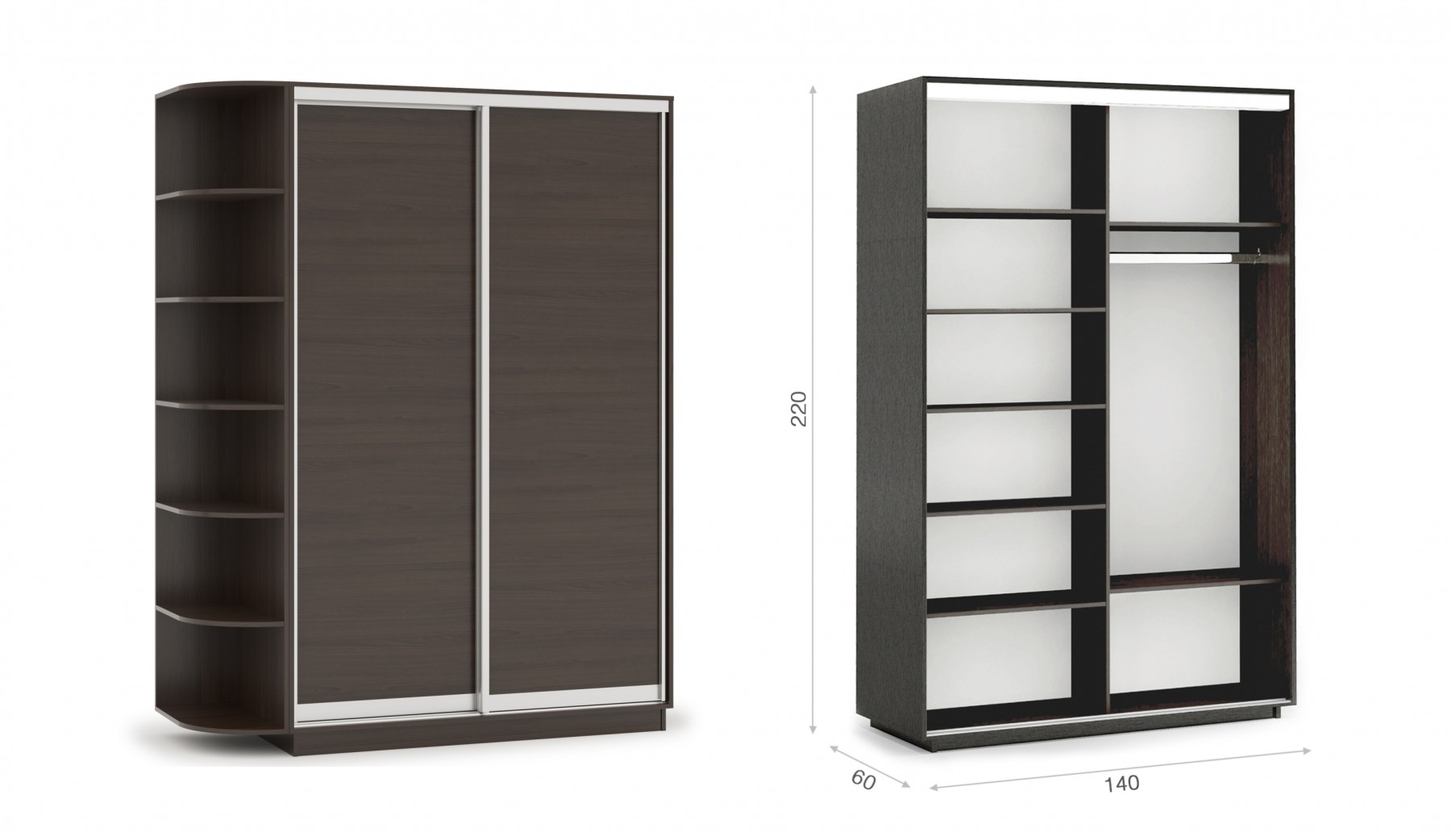 Шкаф-купе 140 ДД Тетрис 1400х600х2200 Империал