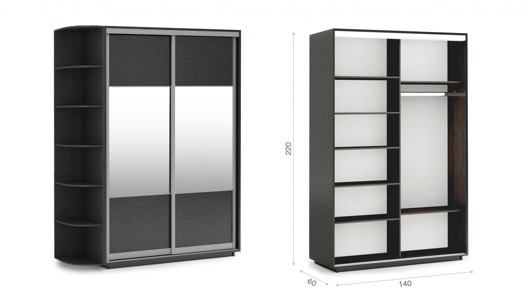 Шкаф-купе 140 КК Тетрис 1400х600х2200 Империал