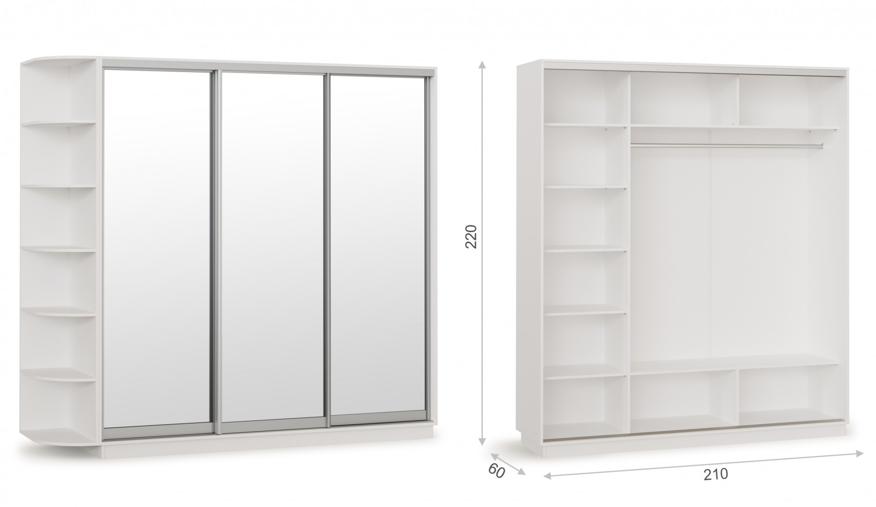 Шкаф-купе 210 ЗЗЗ Тетрис 2100х600х2200 Империал