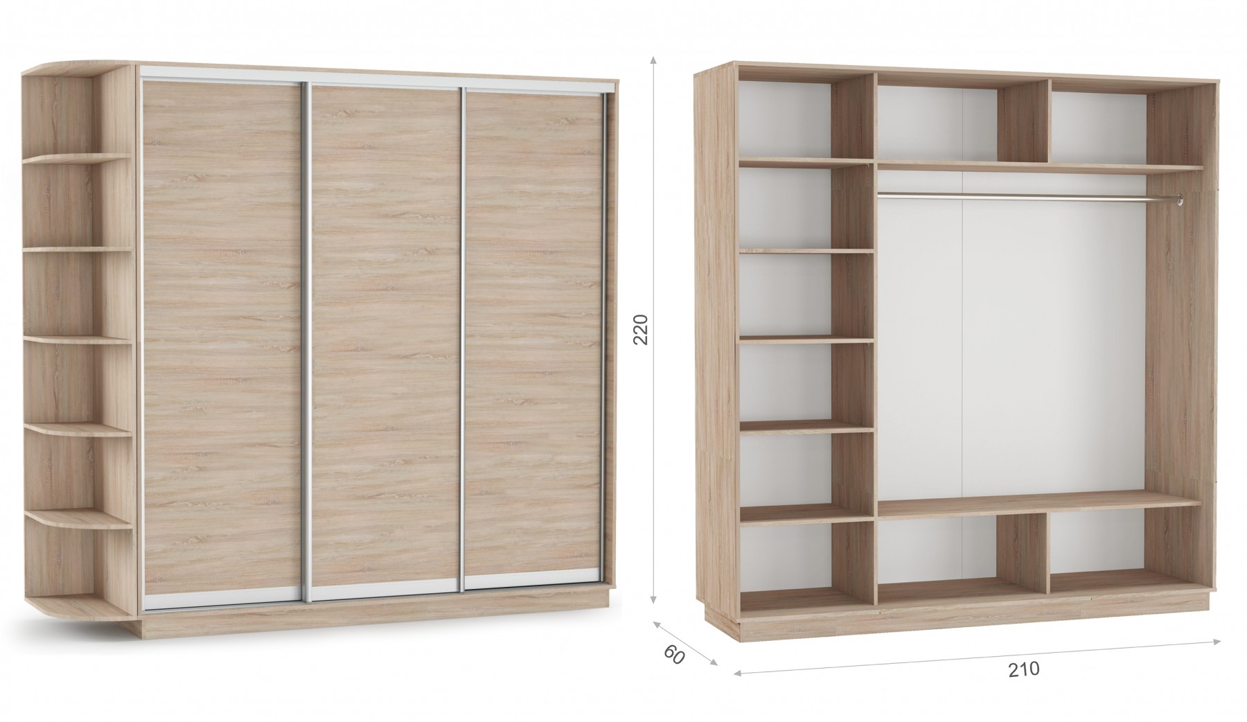 Шкаф-купе 210 ДДД Тетрис 2100х600х2200 Империал