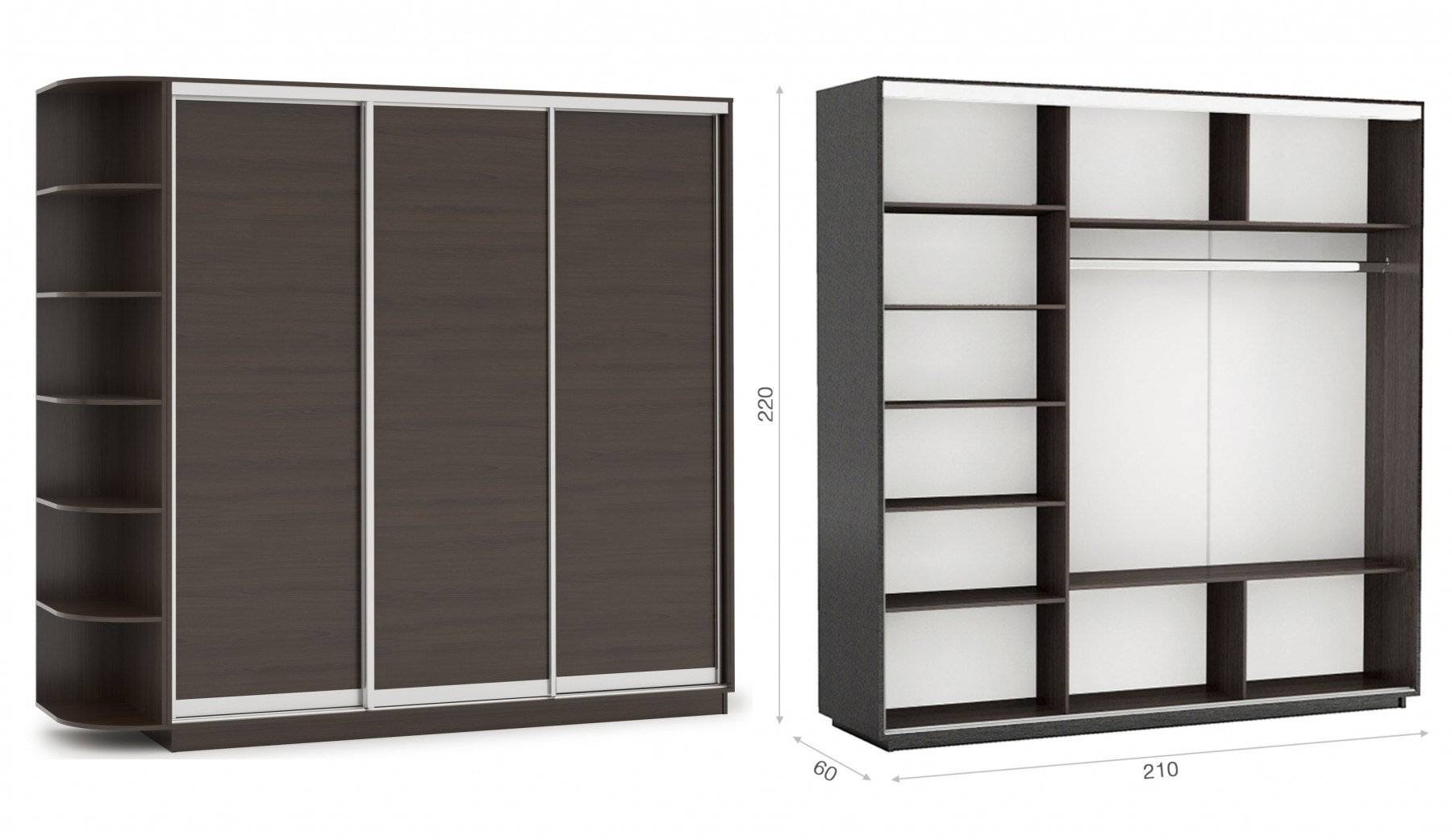 Шкаф-купе 210 ДДД Тетрис 2100х600х2200 Империал