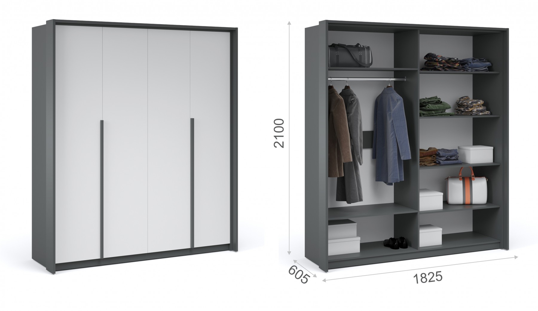 Шкаф 4дв Мишель 1825х605х2100 Империал