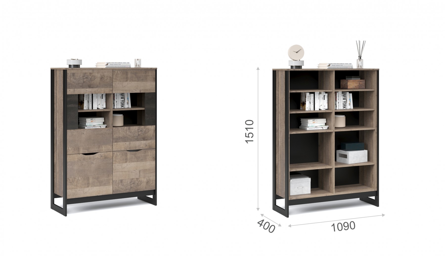 Витрина низкая 2д2в Стокгольм 1090х400х1510 Империал