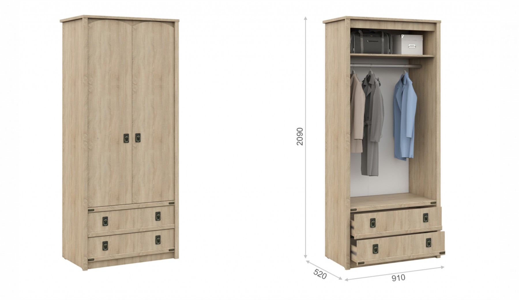 Шкаф 2д2ящ Валенсия 910х520х2090 Империал
