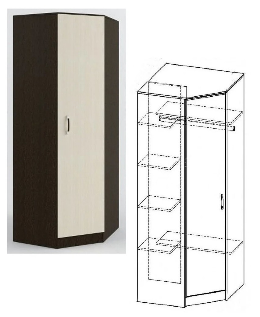 Шкаф угловой ШКУ Ронда Интерьер центр 870*870*2120