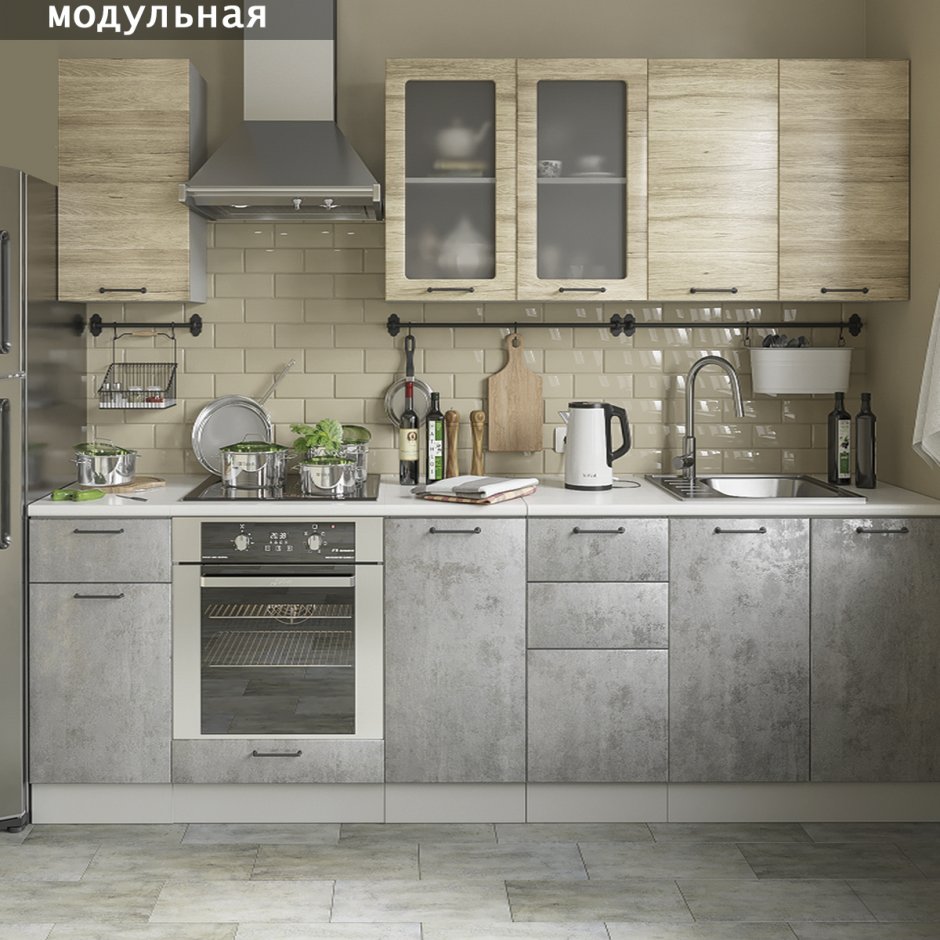 Кухня модульная Бетон МДФ Стендмебель 2,6 м