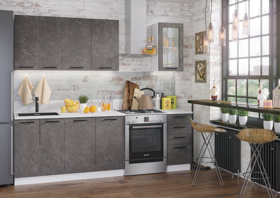 Кухня модульная Бетон МДФ Стендмебель 1,8 м